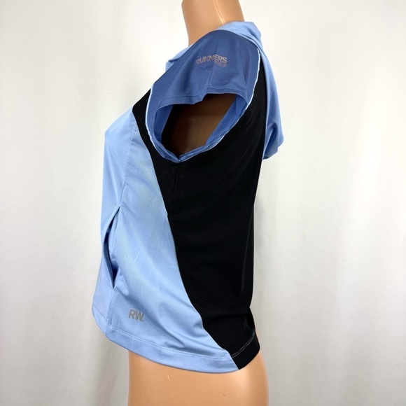 Gore Runner's World Womens M Blue Short Sleeve Knit 1/4 Arlington Hoodie Top NEW - Picture 5 of 12